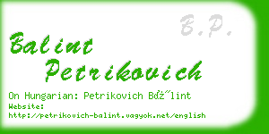 balint petrikovich business card